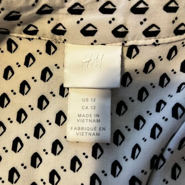 Women's H&M Black & White LS Dress, Size‎ 12 - Image 3