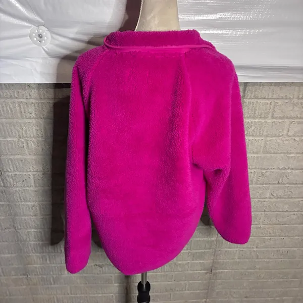 Lou & Grey Upstate Sherpa Fleece Pullover Magenta Pink Snap Neck Sweatshirt L - Image 2