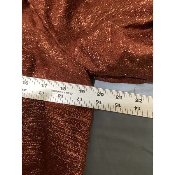 Sézane Editions Metallic Copper Off Shoulder Puff Sleeve Dress Rust Orange EU 38 - Image 9