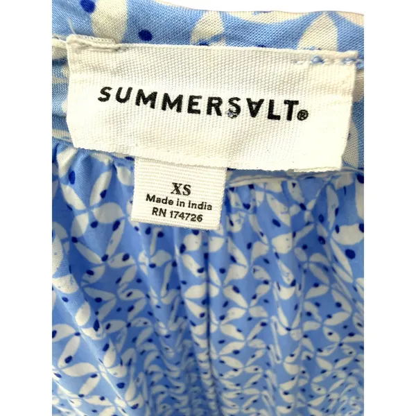 Summersalt Blue White Geometric‎ Tile Print Tie Shoulder Maxi Dress XS Cover Up - Image 3