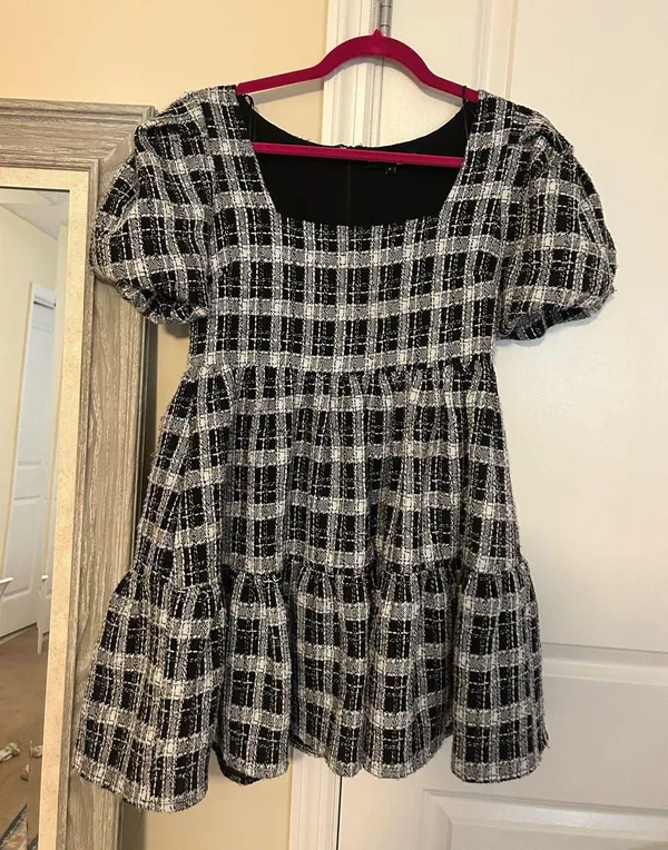 English Factory Tweed Mini Dress Gingham - Image 2