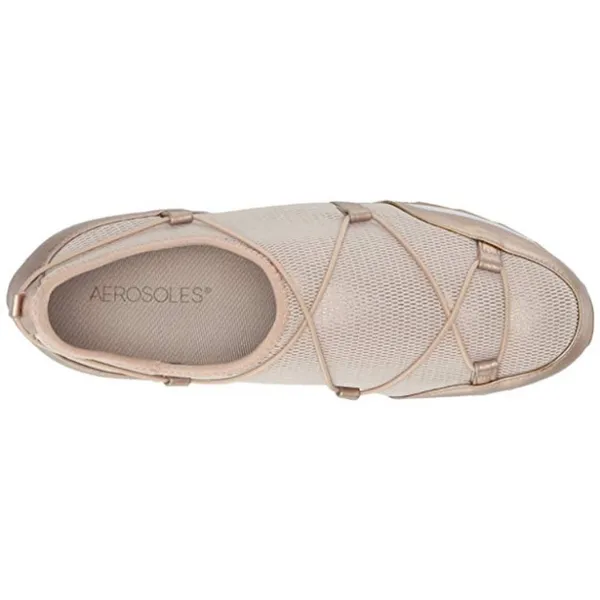 NIB Aerosoles 5.5 Flashy Gold Mesh Mesh Memory Foam Pull On Athleisure Sneakers - Image 2