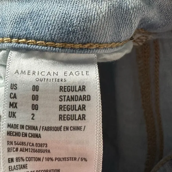 American Eagle Next Level Stretch Skinny‎ Jeans Size 00 Regular Light Wash Denim - Image 7