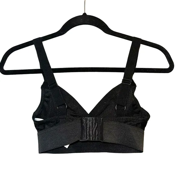 TopShop Black Bralette Crop Top Size 2 Cutout Twist Front Stretch Minimalist‎ - Image 2