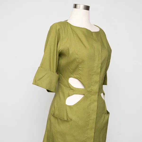 CULT GAIA - Alexandra Linen Blend‎ Cutout Sheath Dress - Image 13