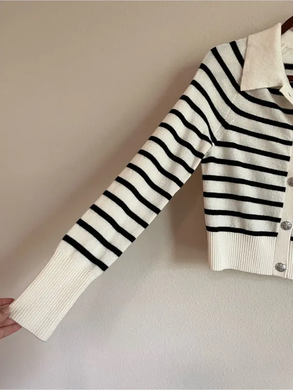 Veronica Beard Cheshire Cashmere Striped Cardigan Size S - Image 6