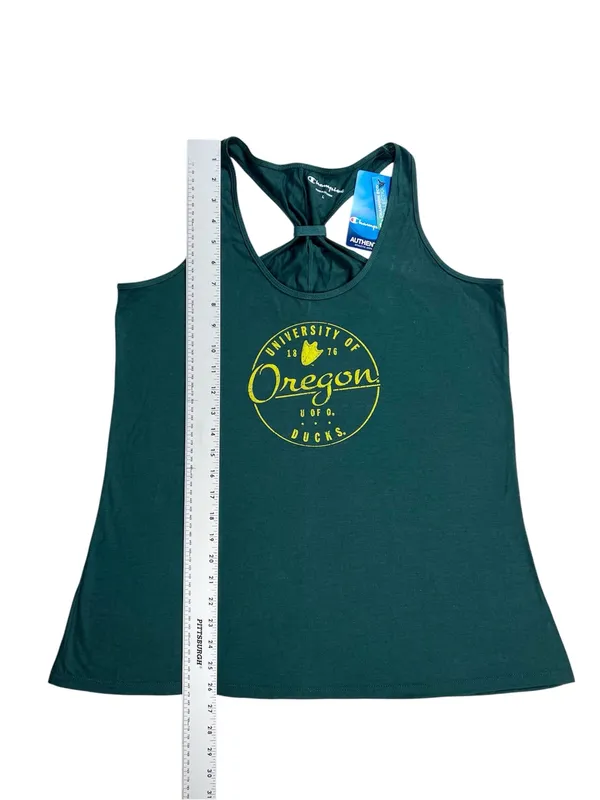 Champion University Of Oregon UO Ducks Green Logo Racerback Tank Top Size Large - Image 3