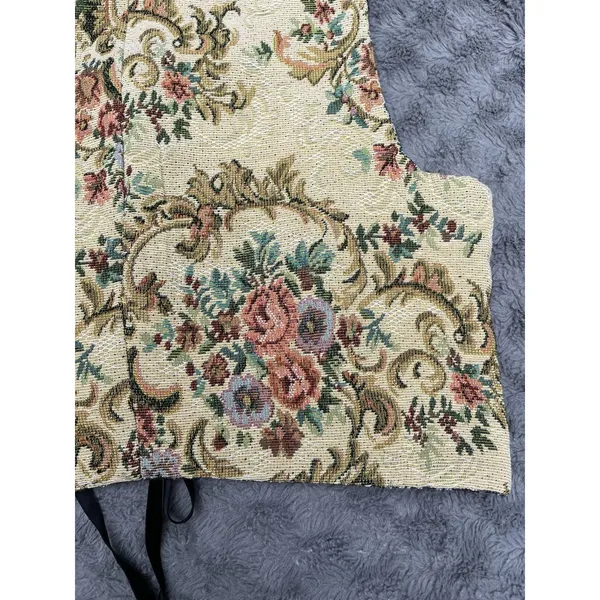 Source Unknown Ren Faire Reversible Tapestry Corset Vest Goblincore Cottagecore VTG Lace Up M - Image 16