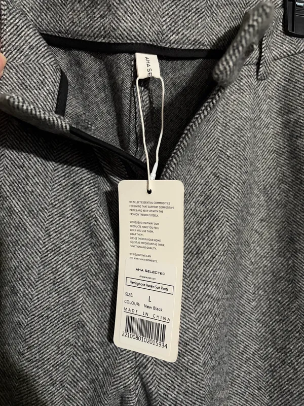 AHA Selected Herringbone Harem Suit Pants Gray Size L - Image 3