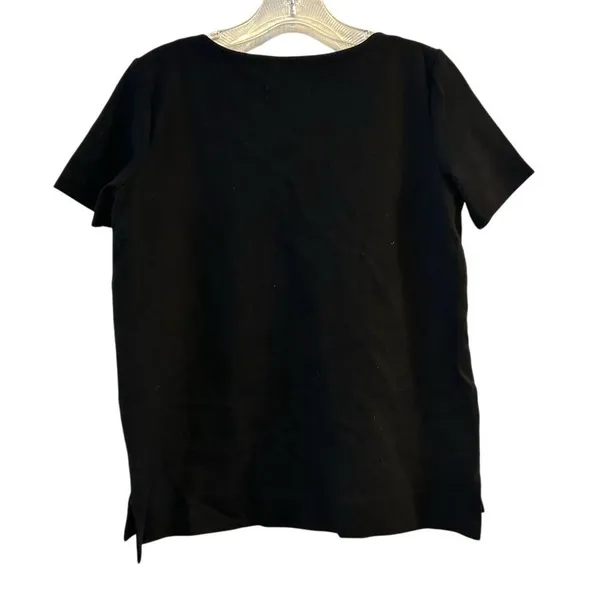 Madewell Women's‎ XS Black Satin Stripe Short Sleeve Tee Casual Top - Image 4
