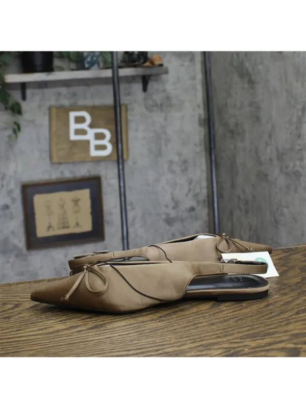 A New Day Camille Satin Slingback Bow Flats 94648297 Brown 9.5M - Image 7