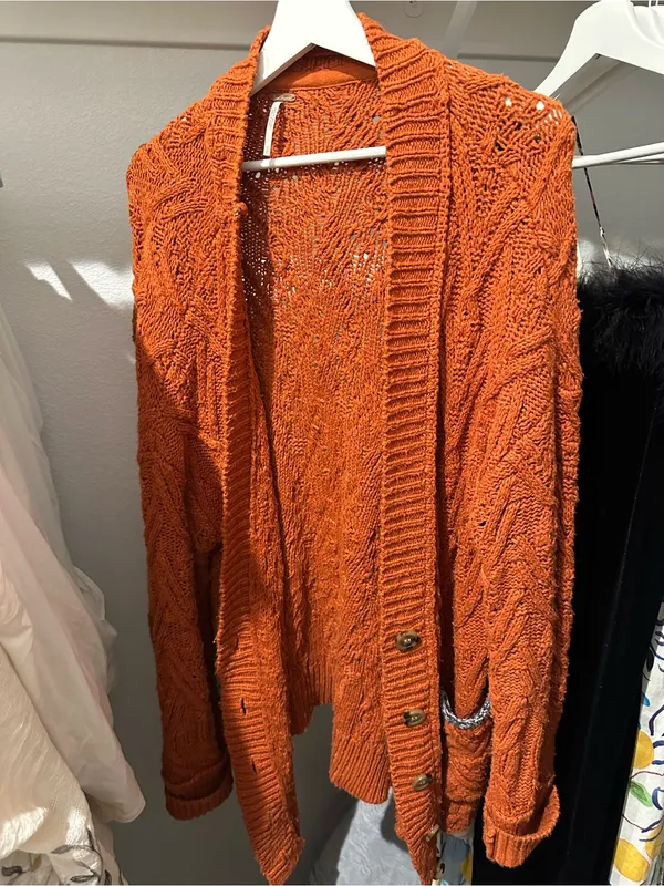 Free People Montana Cable Knit Cardigan Button Open Front size S Oversized - Image 2