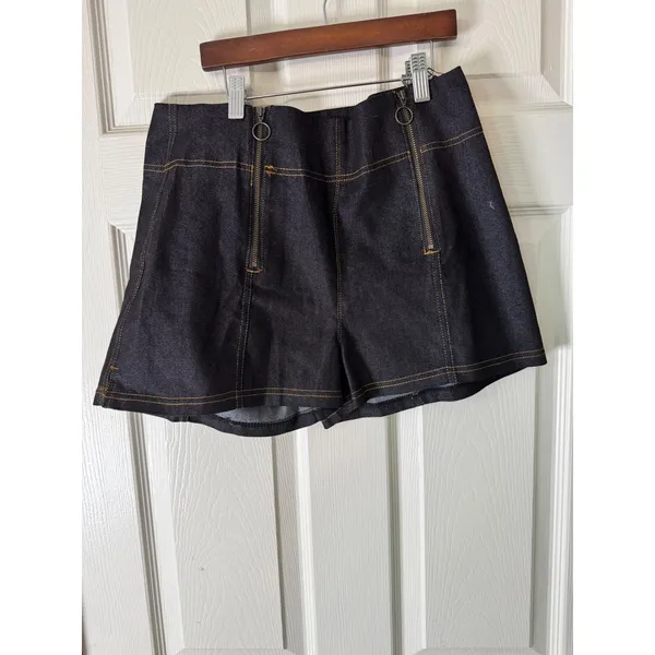Unique Vintage Denim Shorts High Waist Stretch Black‎ w/ Pockets Size L - Image 11