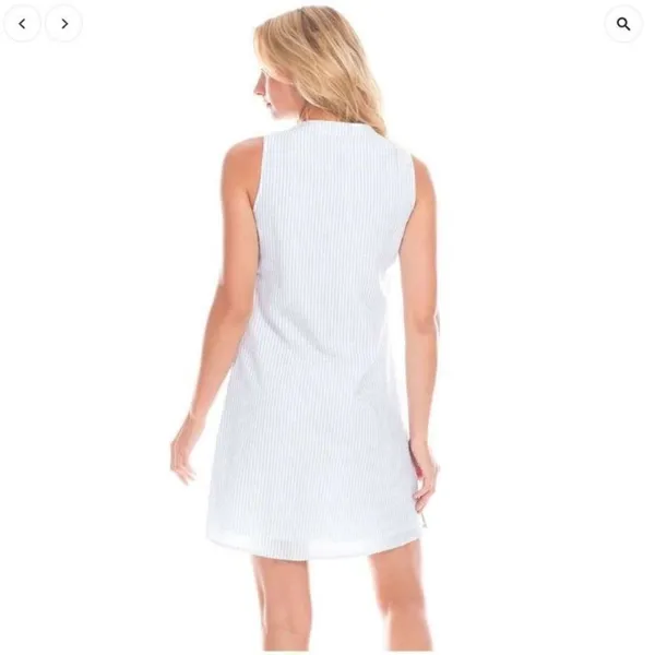 DUFFIELD LANE Grand Dress in Blue Seersucker Size Small - Image 3