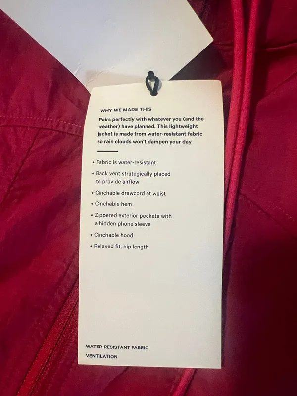 lululemon athletica Drawstring Water-Resistant Hooded Jacket in passionate - Image 5
