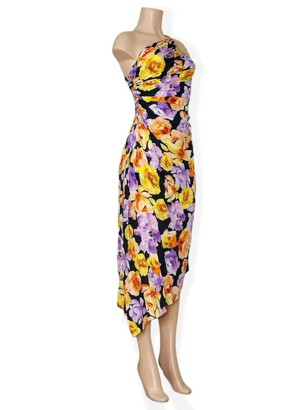GEISHA DESIGNS X ANTHROPOLOGIE Asymmetrical Hem Midi Dress, Purple, XS - Image 9