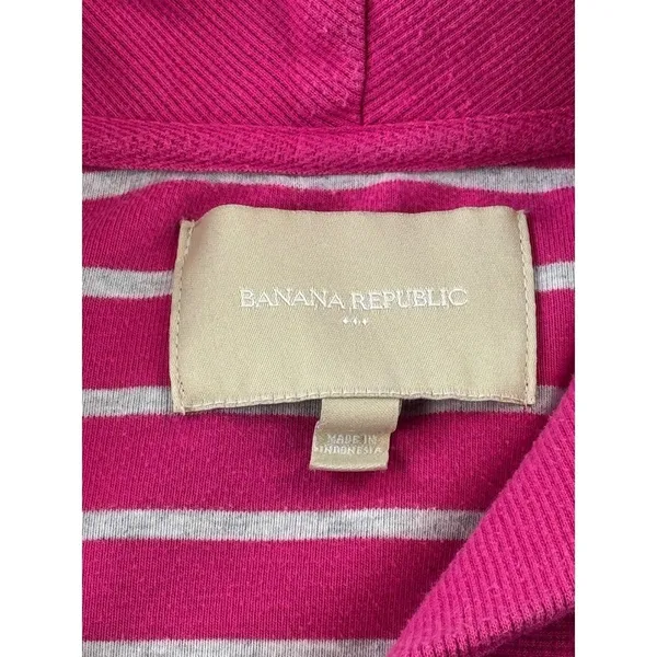 Banana Republic Pink White Striped Shawl Collar‎ Pullover Sweatshirt Women L - Image 6