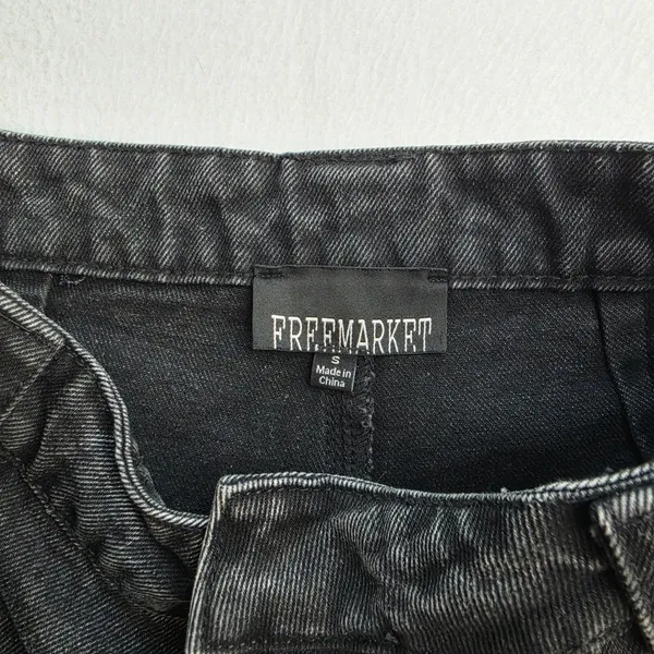 Freemarket Women Black Wide Leg Sailor Jeans Gold Button High Waist Small - Image 4