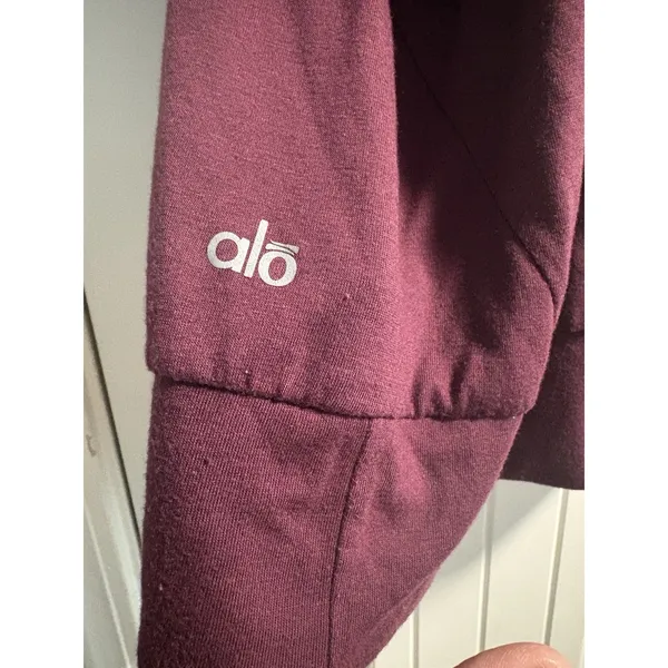 Alo Yoga Tank Top Women Small Burgundy Layered Built-in Shelf Bra Racerback - Image 4