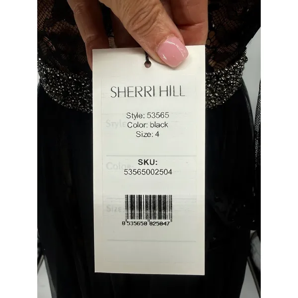 Sherri Hill 53565 Black Lace Open‎ Back Gown Size 4 NWT $750 - Image 4