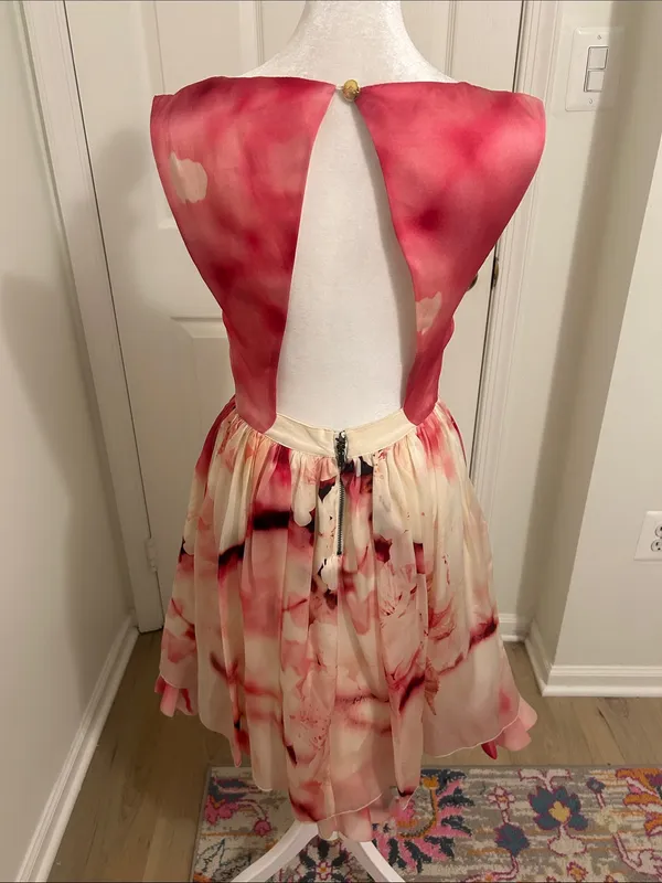 Alice + Olivia Catherine Pink Floral Party Dress In Cherry Blossom Mist Size 2 - Image 9
