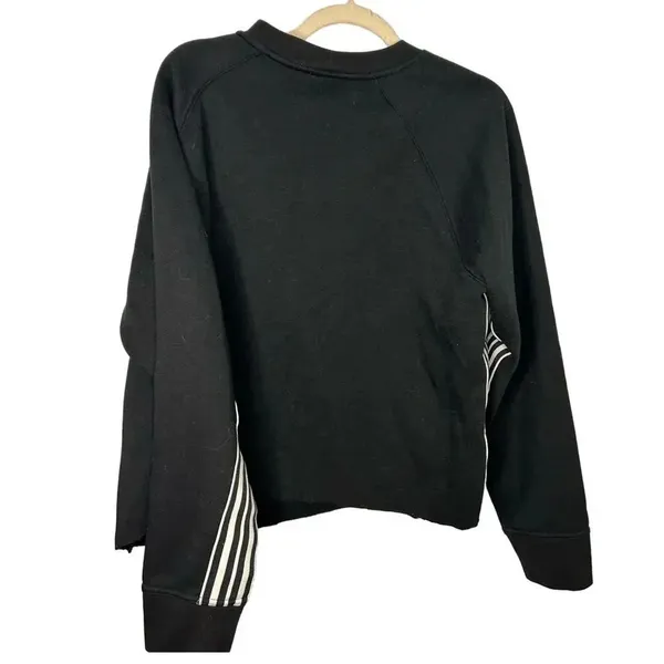 Avia Cropped Crewneck Sweatshirt Size XL 16-18 Black White Stripes Athleisure - Image 2