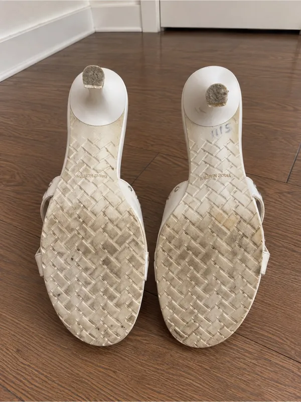 Vintage Fashion Bug White Studded Mule Heels - Image 4
