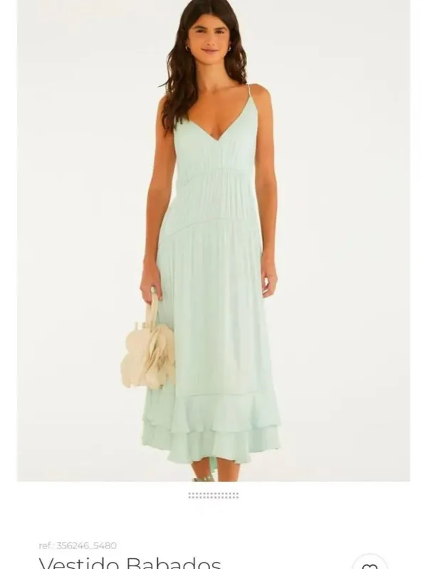 NWOT Farm Rio Tiered Ruffled Sleeveless V-neck Midi Dress Green Sz M - Image 2