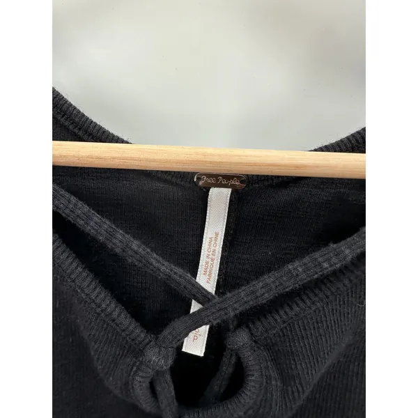 Free‎ People Emmy Lou Lace-Up Neck Tank Top Black Women Small OB501960 - Image 5
