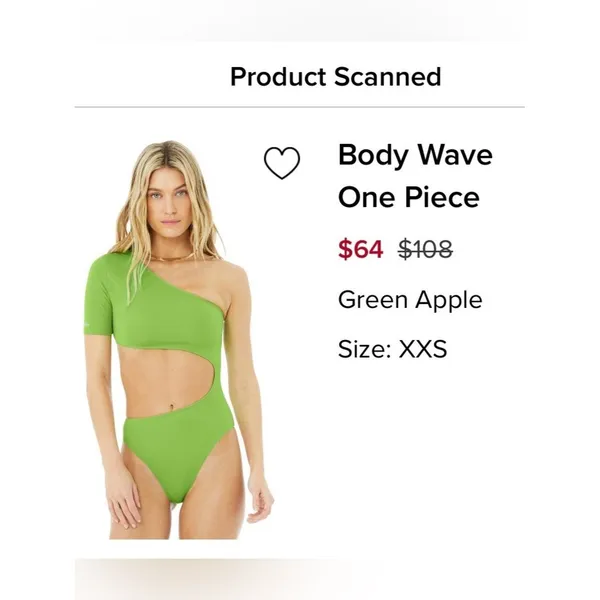 NWT new sold out ALO yoga body wave one piece swimsuit bodysuit XXS green apple - Image 2