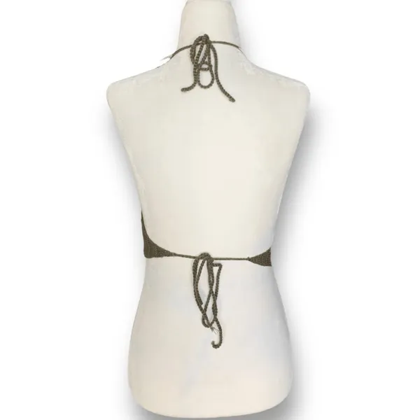 Charlotte Russe Crochet Knit Halter Olive Green Open Back Festival Crop Top‎ Small Forrest Fairy - Image 7