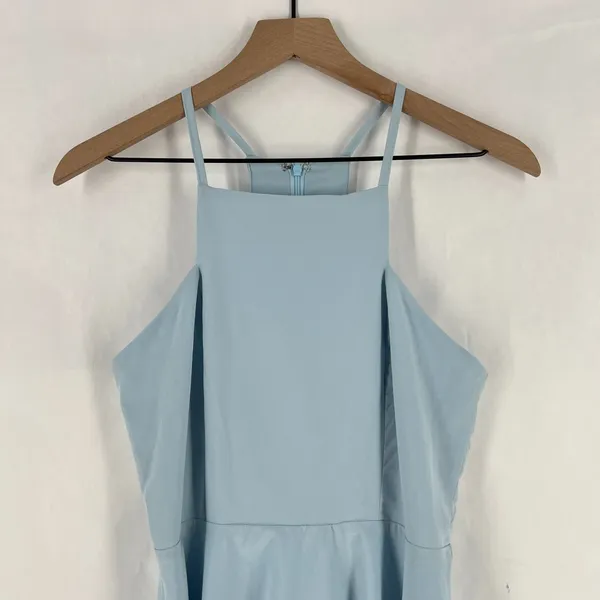 Lulus Call to Charms Mini Dress Womens M Light Blue‎ Stretch Racerback Back Zip - Image 2