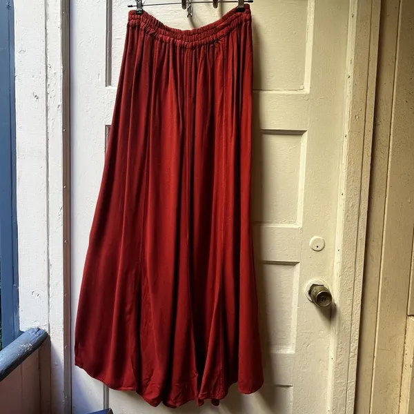 Womens Aline Skirt S Orange Rust Relaxed Flowy Western Ranch Southwestern Hippie - Image 2