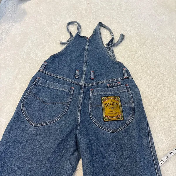 Womens Dalton Paris Denim Cotton Overalls OS Tomato Granola Grandma Utility Chic - Image 3