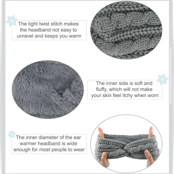 Amazon NWB TWO PACK Cable Knit Twist Headband Ear Warmer Set; Faux Fur Lined - Image 4