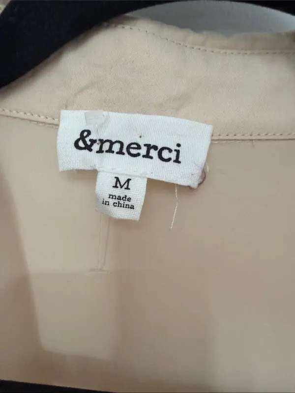 &merci Cream V-Neck Gathered Peasant Blouse NWOT - Image 2