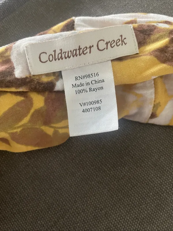 Coldwater Creek Yellow, Brown & White Floral Infinity Scarf, One Size 100% Rayon - Image 2