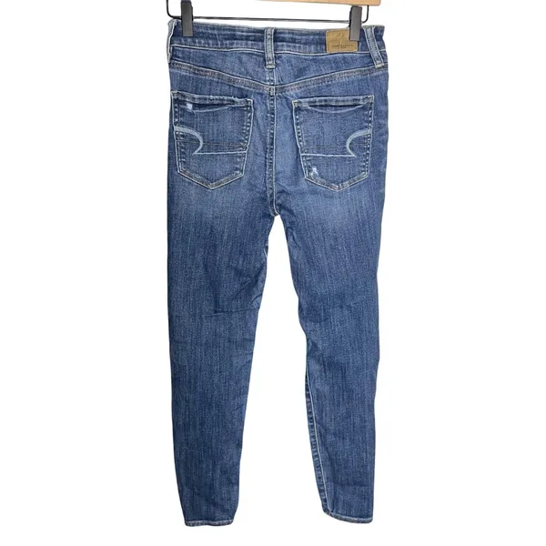 American Eagle AE Denim Jeans Distressed Ripped‎ High Waisted Women's 2 Short - Image 4