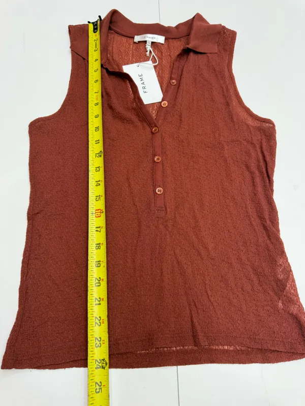 FRAME Women’s Mesh Lace Sleeveless Polo size L - Image 7