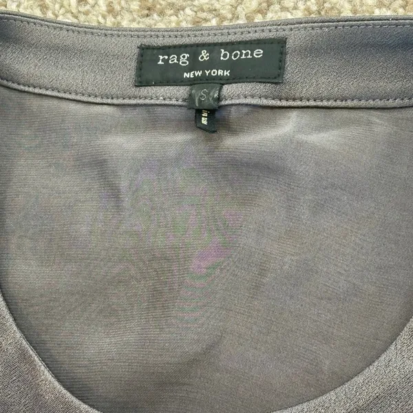 Rag & Bone Silk Sheer Hi Low Blouse Taupe Long Sleeve‎ Top S Minimalist Designer - Image 6