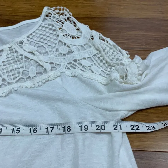maurices Crochet‎ Trim Blouse Womens Size XL White Long Sleeve Top Boho Casual - Image 9
