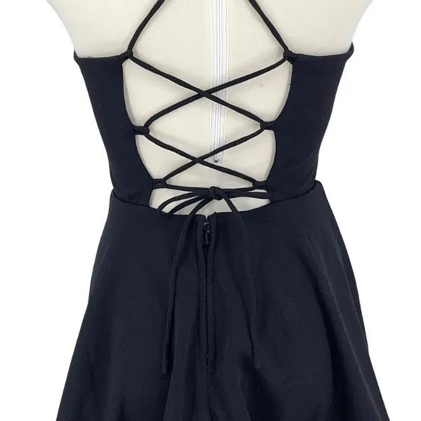 Windsor Womens Crisscross Back Lined Mini Fit & Flare Dress Black Size‎ Small - Image 4