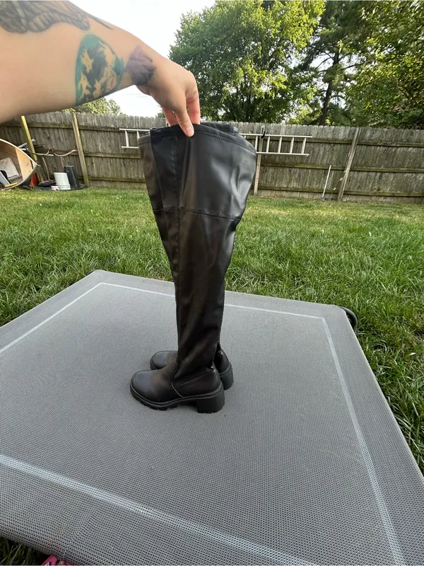JUSTFAB • Black Jordane Lug Sole Over-The-Knee‎ Boots size 9 fall winter chunky - Image 9