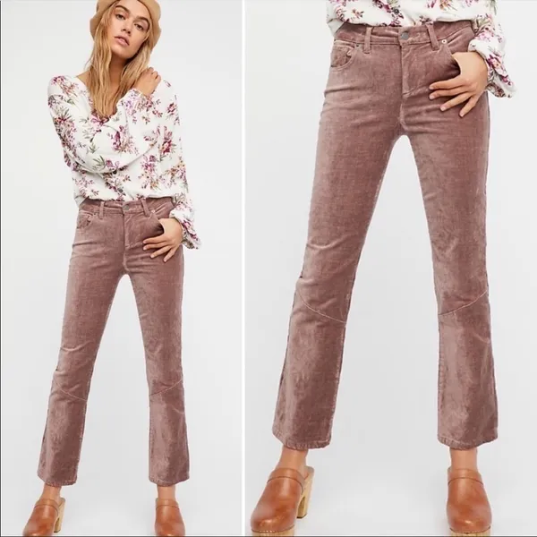 NWT Free‎ People Velvet Crop Pants Taupe Size 26 - Image 12