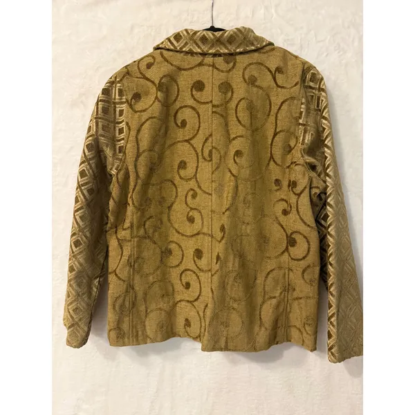 Susan Bristol Mustard Yellow Swirl‎ Geometric Tapestry Button Front Jacket XL - Image 4