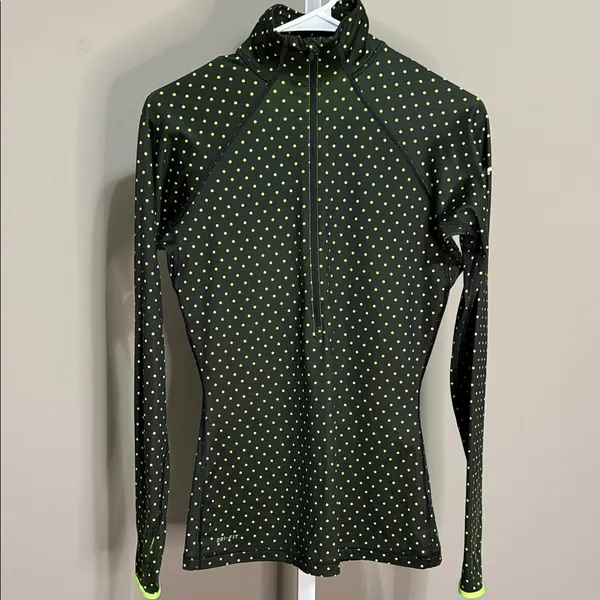Nike Dri-FIT 1/4 Zip‎ Pullover Small Black Polka Dot Running Training Top - Image 2