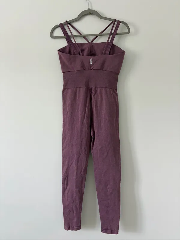 Free People Movement Good Karma Cut Out Onesie Purple M/L - Image 6