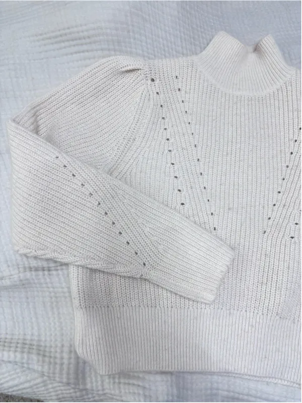 Women's H&M Cream Turtleneck Sweater Size S Ribbed Knit - Image 9