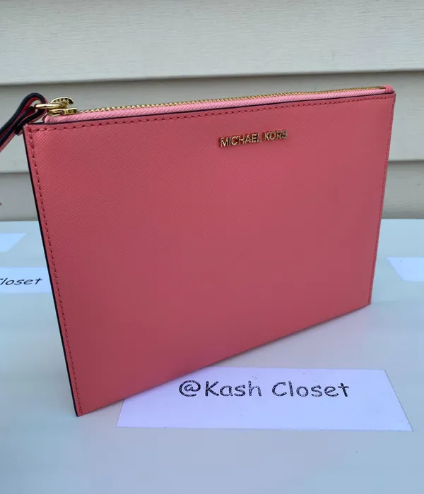 MK JST XL Zip Wristlet Clutch - Grapefruit - Image 3