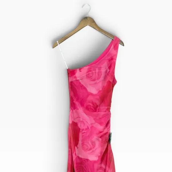 Lulus Pretty Serene Pink Floral One-Shoulder Asymmetrical Midi Dress size XS NWT - Image 5